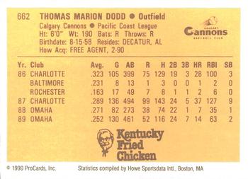 1990 ProCards #662 Tom Dodd Back