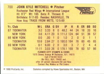 1990 ProCards #700 John Mitchell Back