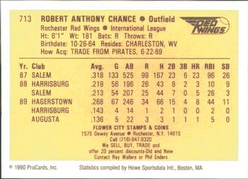 1990 ProCards #713 Tony Chance Back