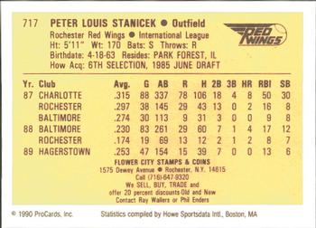 1990 ProCards #717 Pete Stanicek Back