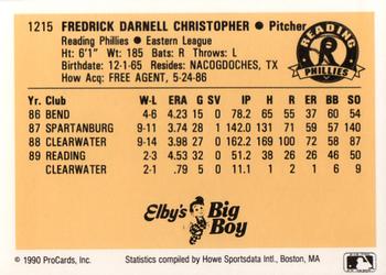 1990 ProCards #1215 Fred Christopher Back
