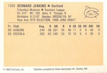 1990 ProCards #1359 Bernie Jenkins Back