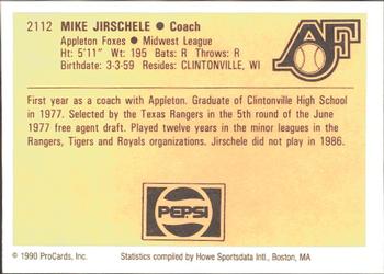 1990 ProCards #2112 Mike Jirschele Back