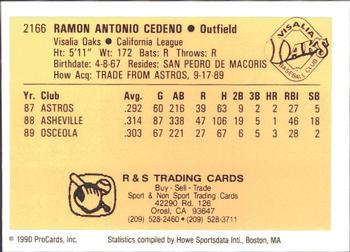 1990 ProCards #2166 Ramon Cedeno Back