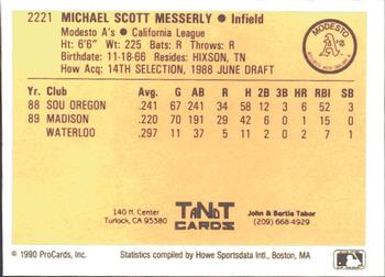 1990 ProCards #2221 Mike Messerly Back