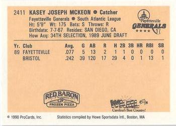 1990 ProCards #2411 Kasey McKeon Back