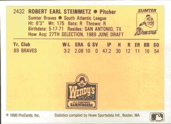 1990 ProCards #2432 Earl Steinmetz Back