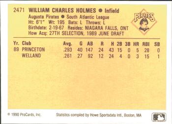 1990 ProCards #2471 Bill Holmes Back