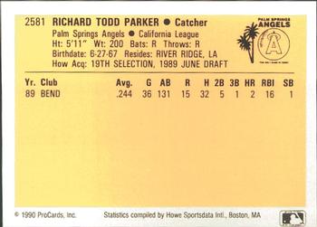 1990 ProCards #2581 Richard Parker Back