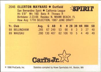 1990 ProCards #2646 Ellerton Maynard Back