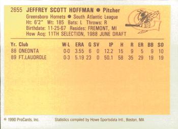 1990 ProCards #2655 Jeff Hoffman Back
