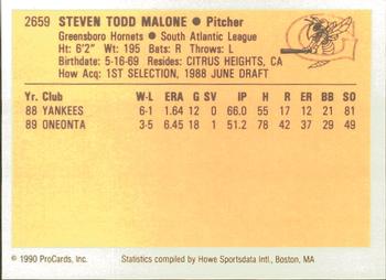1990 ProCards #2659 Todd Malone Back