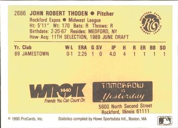 1990 ProCards #2686 John Thoden Back