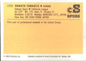 1990 ProCards #2723 Shikato Yanagita Back