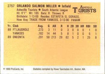 1990 ProCards #2757 Orlando Miller Back