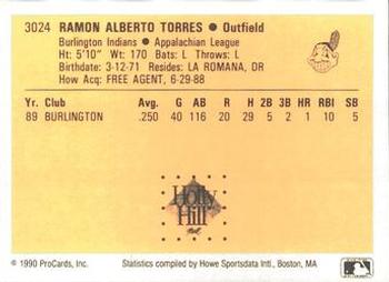1990 ProCards #3024 Ramon Torres Back
