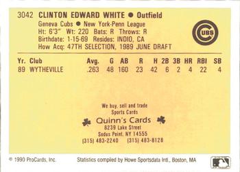 1990 ProCards #3042 Clinton White Back