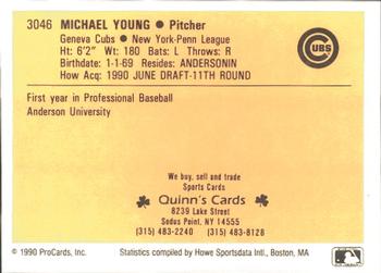 1990 ProCards #3046 Mike Young Back