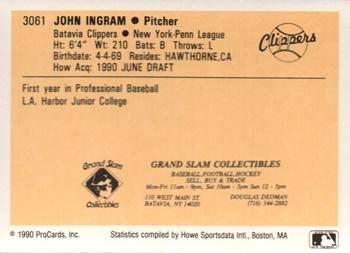 1990 ProCards #3061 John Ingram Back