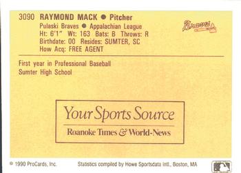 1990 ProCards #3090 Raymond Mack Back