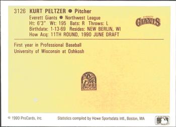 1990 ProCards #3126 Kurt Peltzer Back