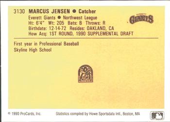 1990 ProCards #3130 Marcus Jensen Back