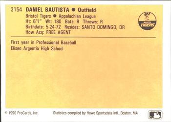 1990 ProCards #3154 Daniel Bautista Back