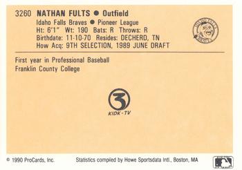 1990 ProCards #3260 Nathan Fults Back