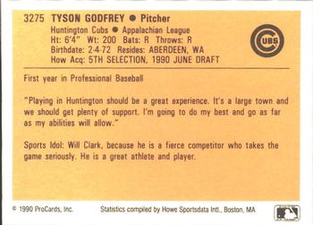 1990 ProCards #3275 Tyson Godfrey Back