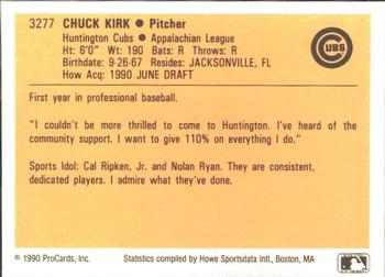 1990 ProCards #3277 Chuck Kirk Back