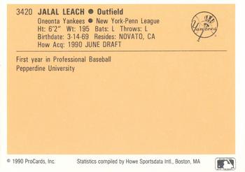 1990 ProCards #3420 Jalal Leach Back
