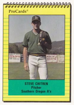 1991 ProCards Southern Oregon A's Anniversary #SOA15 Steve Chitren Front