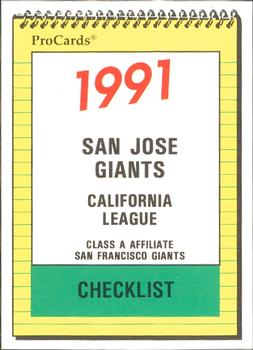 1991 ProCards #30 Checklist Front