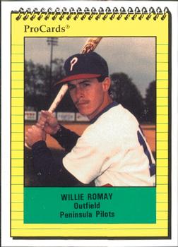1991 ProCards #391 Willie Romay Front