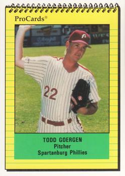 1991 ProCards #889 Todd Goergen Front