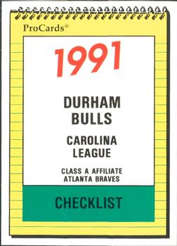 1991 ProCards #1680 Checklist Front