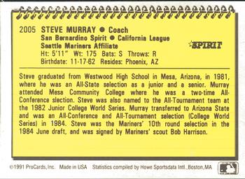 1991 ProCards #2005 Steve Murray Back