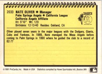 1991 ProCards #2033 Nate Oliver Back