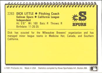1991 ProCards #2263 Dick Little Back