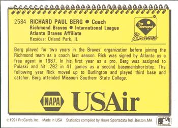 1991 ProCards #2584 Rick Berg Back