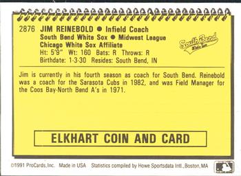 1991 ProCards #2876 Jim Reinebold Back
