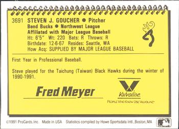 1991 ProCards #3691 Steve Goucher Back