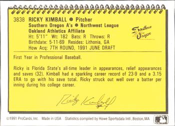 1991 ProCards #3838 Ricky Kimball Back