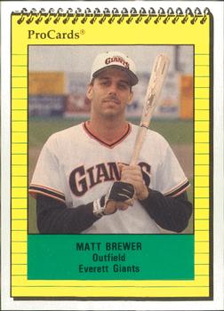 1991 ProCards #3927 Matt Brewer Front