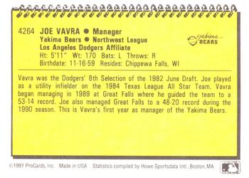 1991 ProCards #4264 Joe Vavra Back