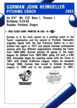 1992 Fleer ProCards #2683 Gorman Heimueller Back