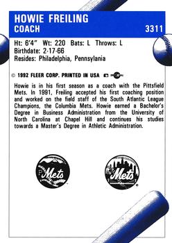 1992 Fleer ProCards #3311 Howie Freiling Back