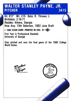 1992 Fleer ProCards #3415 Stan Payne Back