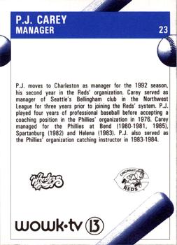 1992 Fleer ProCards #23 P.J. Carey Back