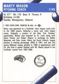 1992 Fleer ProCards #1145 Marty Mason Back